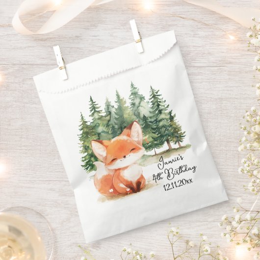 Whimsical Woodland Baby Fox 4. Geburtstag Geschenktütchen (Ausgeschnitten)