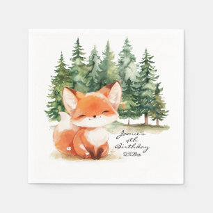 Whimsical Woodland Baby Fox 4. Geburtstag Serviette