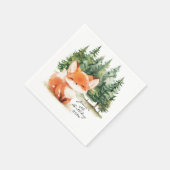 Whimsical Woodland Baby Fox 4. Geburtstag Serviette (Ecke)