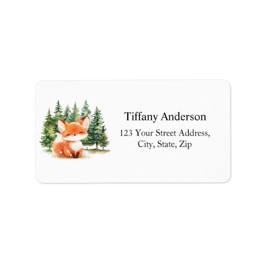 Whimsical Woodland Baby Fox-Adresse Adressaufkleber (Vorne)