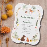 Whimsical Woodland Baby Shower Invitation Einladung<br><div class="desc">Celebrate the parents-to-be with this cute gender neutral woodland themed baby shower invite with cute woodland animals,  butterflies and mushrooms surrounded by watercolor greenery and a sage green reverse side.</div>