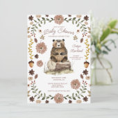 Whimsical Woodland Bear Baby Shower Einladung (Stehend Vorderseite)