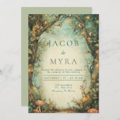 Whimsical Woodland Birds Hochzeitseinladung Einladung (Vorne/Hinten)