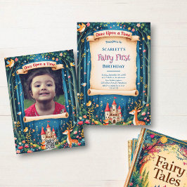 Whimsical Woodland Castle Fairy First 1st Birthday Einladung