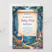 Whimsical Woodland Castle Fairy First 1st Birthday Einladung (Vorderseite)