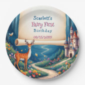 Whimsical Woodland Castle Fairy First 1st Birthday Pappteller (Vorderseite)