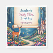 Whimsical Woodland Castle Fairy First 1st Birthday Serviette (Vorderseite)