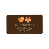 Whimsical Woodland Cat & Fox Couple Wedding Adressaufkleber (Vorne)