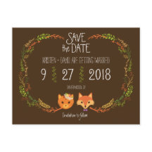 Whimsical Woodland Cat & Fox Hochzeit Speichern Si