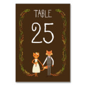 Whimsical Woodland Cat & Fox Hochzeitsinformatione Tischnummer (Rückseite)