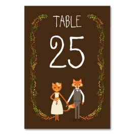 Whimsical Woodland Cat & Fox Hochzeitsinformatione Tischnummer