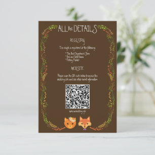 Whimsical Woodland Cat & Fox Rustikale Hochzeit Begleitkarte