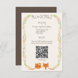 Whimsical Woodland Cat & Fox Rustikale Hochzeit Begleitkarte