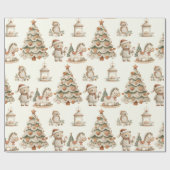 Whimsical Woodland Christmas Bears and Horses Geschenkpapier (Flach)