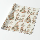 Whimsical Woodland Christmas Bears and Horses Geschenkpapier (Ungerollt)