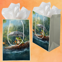 Whimsical Woodland Cottagecore Frosch Geburtstagsp Mittlere Geschenktüte