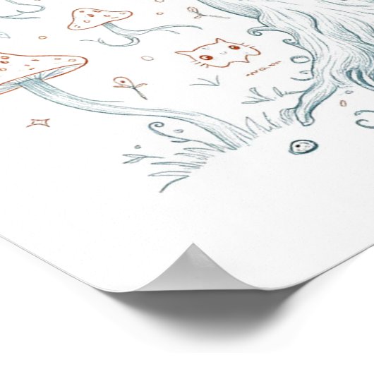 Whimsical Woodland Decor: Happy Critter Tree Poster (Ecke)