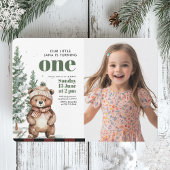 Whimsical Woodland Deen Birthday Green Foto Einladung