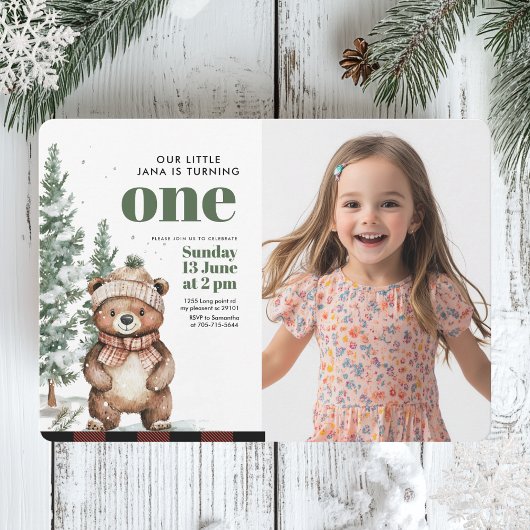 Whimsical Woodland Deen Birthday Green Foto Einladung