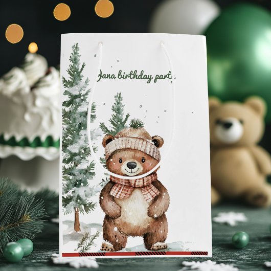 Whimsical Woodland Deen Birthday Green Mittlere Geschenktüte