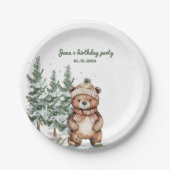 Whimsical Woodland Deen Birthday Green Pappteller (Vorderseite)