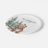 Whimsical Woodland Deen Birthday Green Pappteller (Schrägansicht)