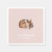 Whimsical Woodland Deen Birthday Pink Serviette (Vorderseite)