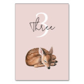Whimsical Woodland Deen Birthday Pink Tischnummer (Rückseite)