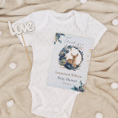 Whimsical Woodland Deer Blue Floral Blätter Dankeskarte