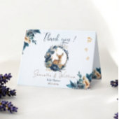 Whimsical Woodland Deer Blue Floral Blätter Dankeskarte