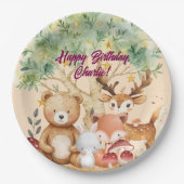Whimsical Woodland Forest Animals Geburtstag Pappteller (Vorderseite)