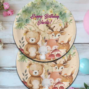 Whimsical Woodland Forest Animals Geburtstag Pappteller