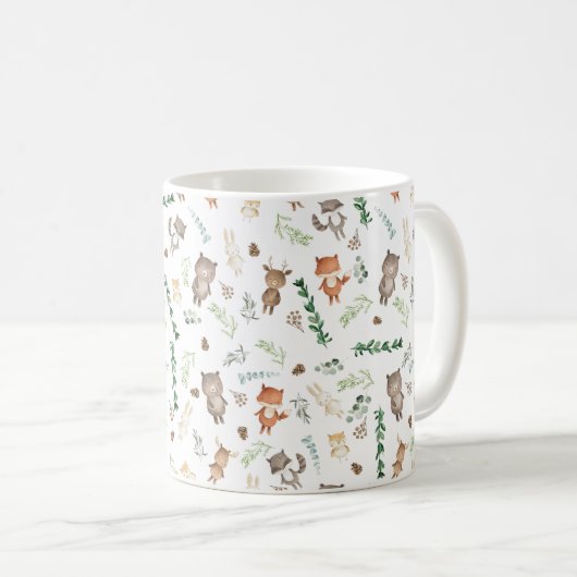 Whimsical Woodland Forest Baby Animals & Greenerie Kaffeetasse (VorderseiteRechts)