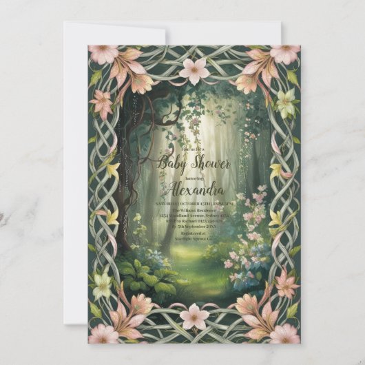 Whimsical Woodland Forest Baby Dusche Einladung (Vorderseite)