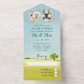 Whimsical Woodland Forest Deer Wedding All In One Einladung (Innen Boden)