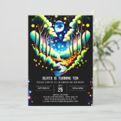 Whimsical Woodland Forest Firefrefleans Geburtstag Einladung (Stehend Vorderseite)