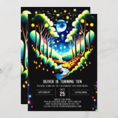 Whimsical Woodland Forest Firefrefleans Geburtstag Einladung (Vorne/Hinten)