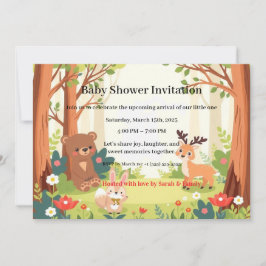 Whimsical Woodland Forest Friends Baby Shower Einladung