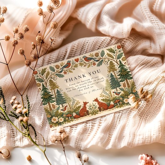 Whimsical Woodland Forest Wedding Dankeskarte