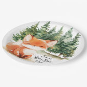 Whimsical Woodland Fox Baby Dusche Pappteller (Schrägansicht)