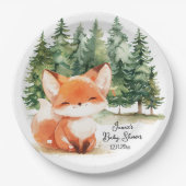 Whimsical Woodland Fox Baby Dusche Pappteller (Vorderseite)