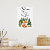 Whimsical Woodland Fox Baby Dusche Willkommen Poster (Küche)