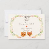 Whimsical Woodland Fox & Cat Wedding Dankeskarte (Vorderseite)