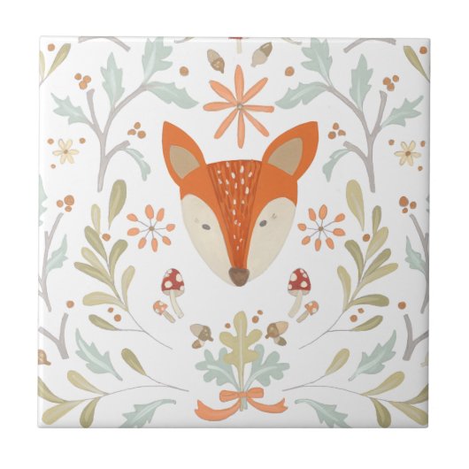 Whimsical Woodland Fox Fliese (Vorderseite)