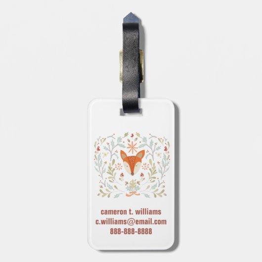 Whimsical Woodland Fox Gepäckanhänger (Rückseite vertikal)
