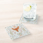 Whimsical Woodland Fox Glasuntersetzer (Schrägansicht)
