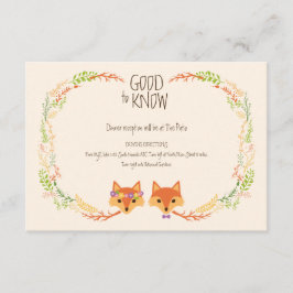 Whimsical Woodland Foxes Elfenbein Hochzeitsinfo-K Begleitkarte