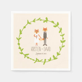 Whimsical Woodland Foxes Elfenbeinhochzeit Serviette