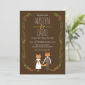 Whimsical Woodland Foxes Wedding Einladung (Stehend Vorderseite)