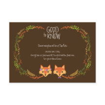 Whimsical Woodland Foxes Wedding Information Card